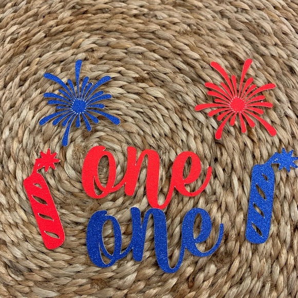 Red & Blue 'One' Confetti Set - Party Table First Birthday Little Firecraker - Picture 4 of 6